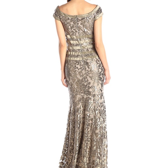 TADASHI SHOJI - Sequin Lace Gown (Smoke Pearl) NWT - Picture 3 of 7
